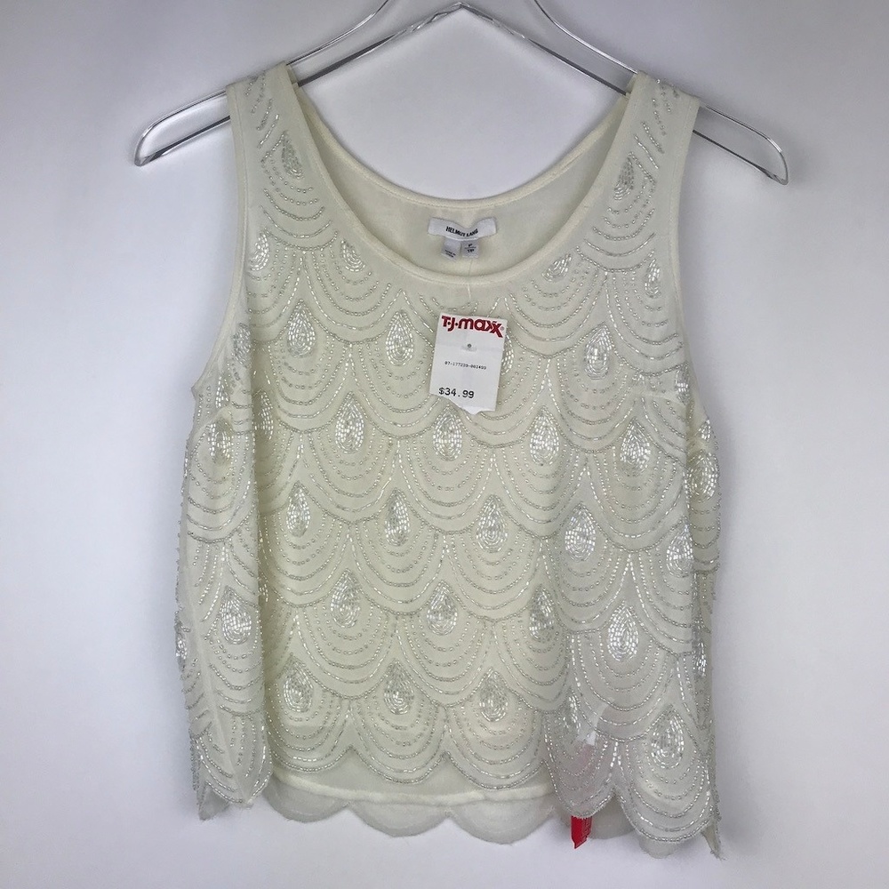 Helmut Lang Beaded Scalloped Tank Top NWT